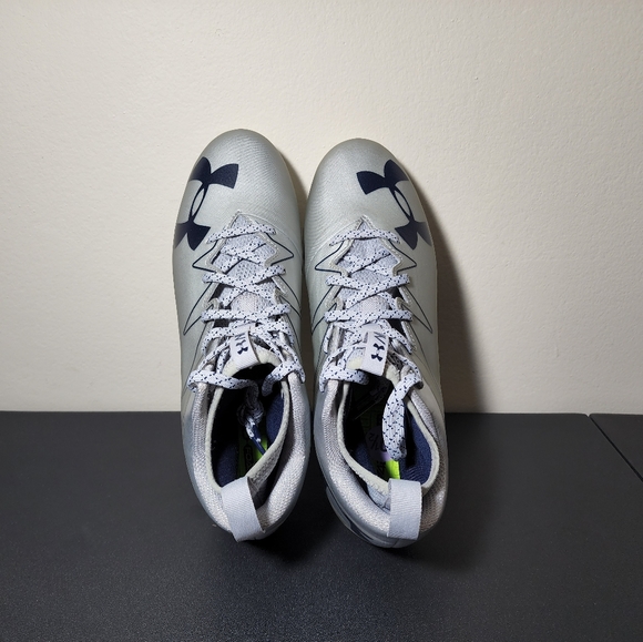 Under Armour Nitro Pro Mens Football Cleats Gray/Navy Blue 1287490-101 Size 10.5 - Picture 8 of 11
